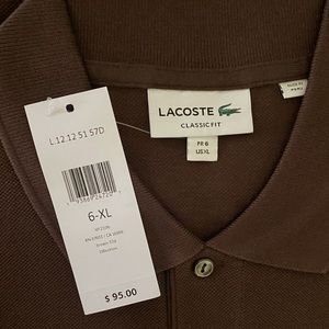 Lacoste Men's Logo Embroidered Polo Shirt - Brown classic fit